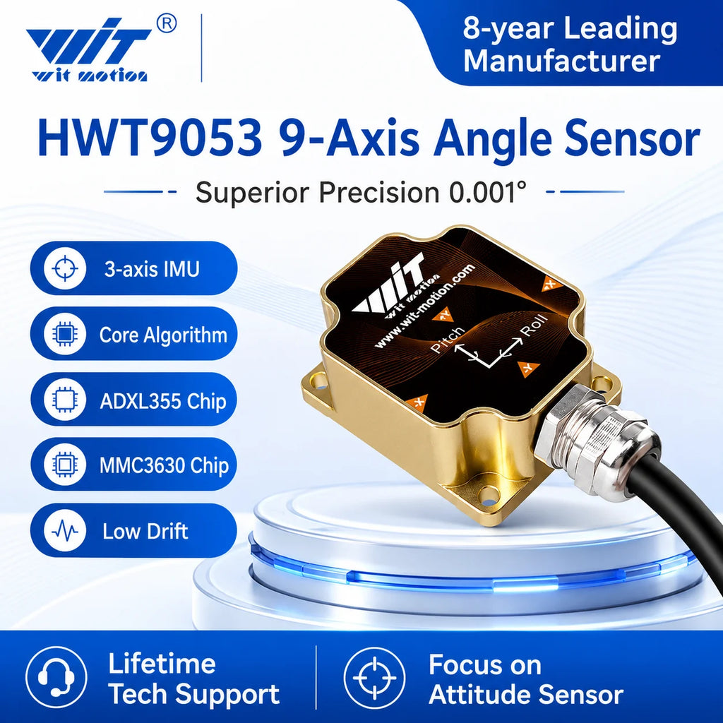 WitMotion HWT9053(X/Y±0.001°)3-Axis Acceleration+Gyro+Euler Sensor IP68 AHRS IMU Built in RM3100 Magnetometer Chip for UAV Robot