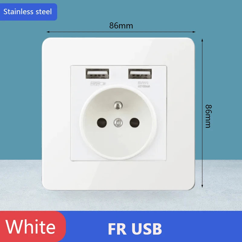 Toggle switch White stainless steel panel retro wall lamp switch AC110-250V 1 2 3 4 Gang 2 Way16A Universal wall light switch