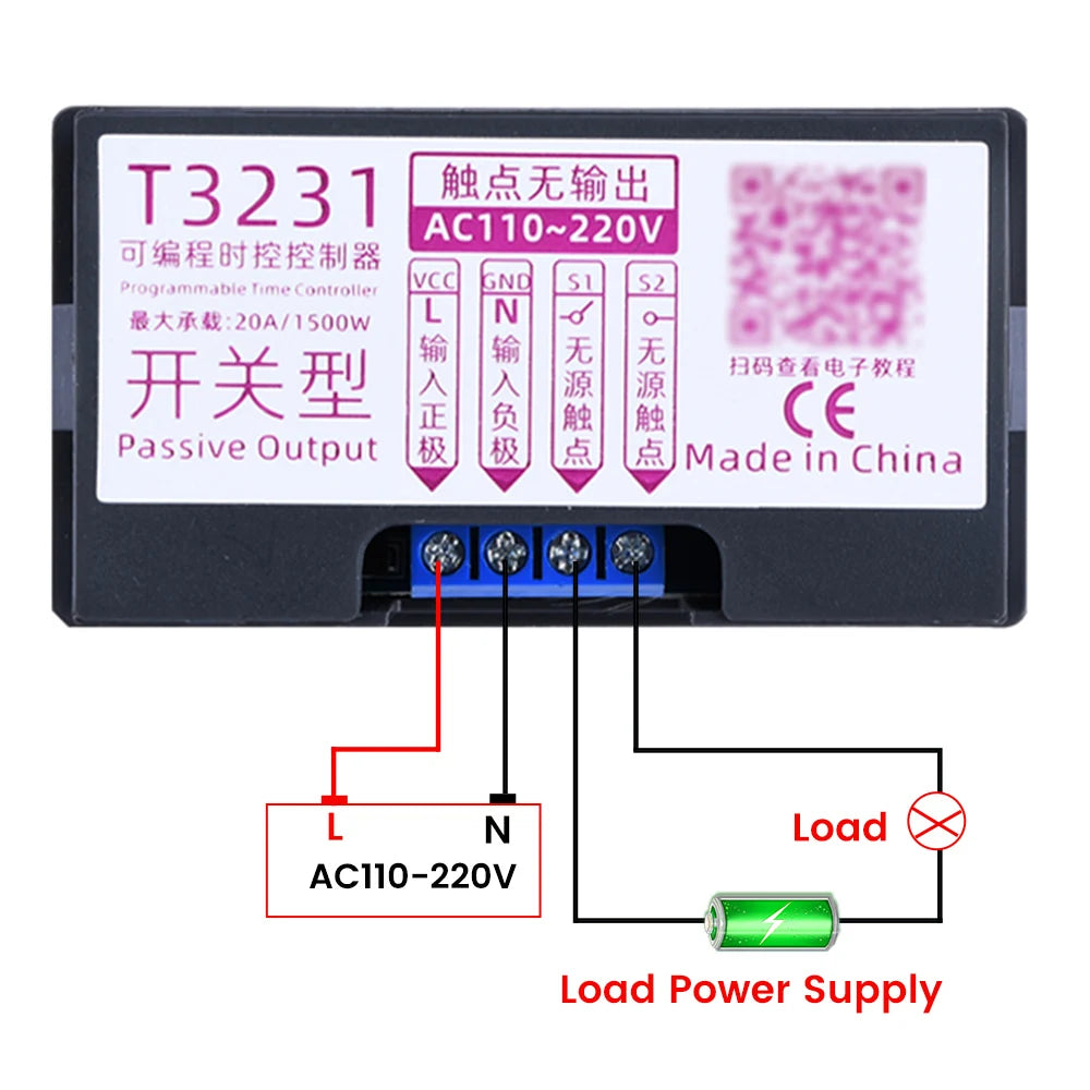 Digital Time Delay Relay AC 110V 220V 24V T3230 LED Display Cyclic Timing Control Switch Adjustable Timing Relay