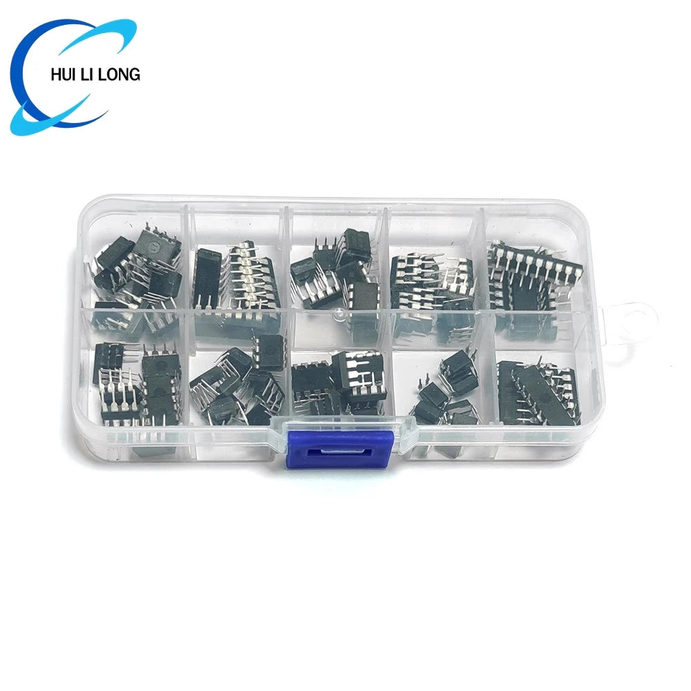 85PCS 10 Types NE555 LM324 LM393 UA741 ULN2803 LM358 LM386 NE5532 ULN2003 PC817 Integrated Circuit DIP IC Combination Chip Kit