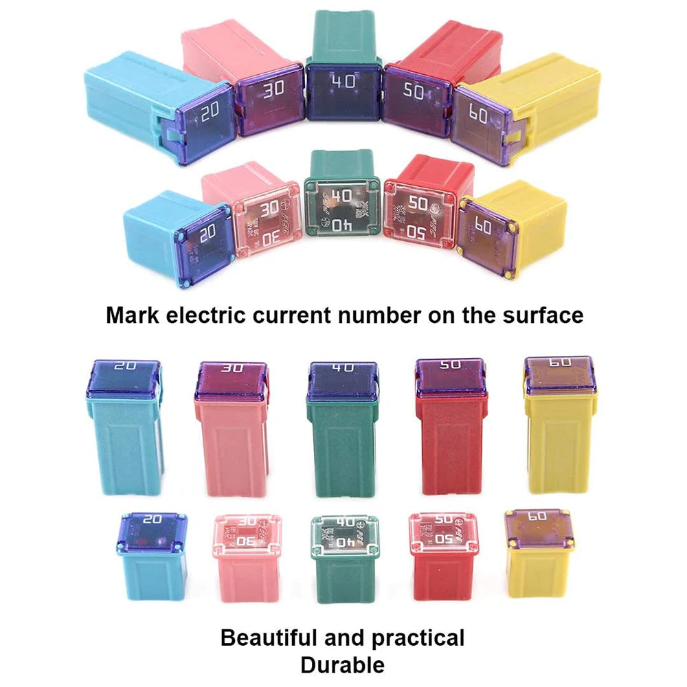 10 Piece Automotive Low and High/Standard Box Fuse 20A 30A 40A 50A 60A Fuse Combination Kit for Pickup Trucks, Cars and SUV