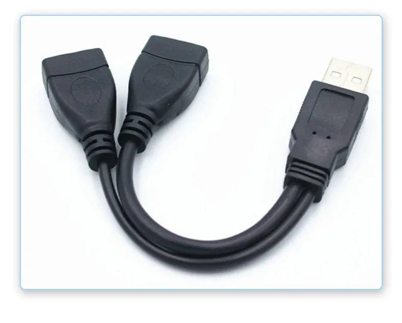 USB 1/2 to 1 Male/2 Female Three Head Data Cable 2-in-1 Dual Female Port Car Charging Extension Data Cable