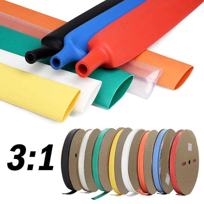 3:1 Heat Shrink Tube 1.6mm ~ 50mm Waterproof Insulating Sleeve Wire Protection Dual Wall Heat-shrinkable Sleeve With Glue Inside