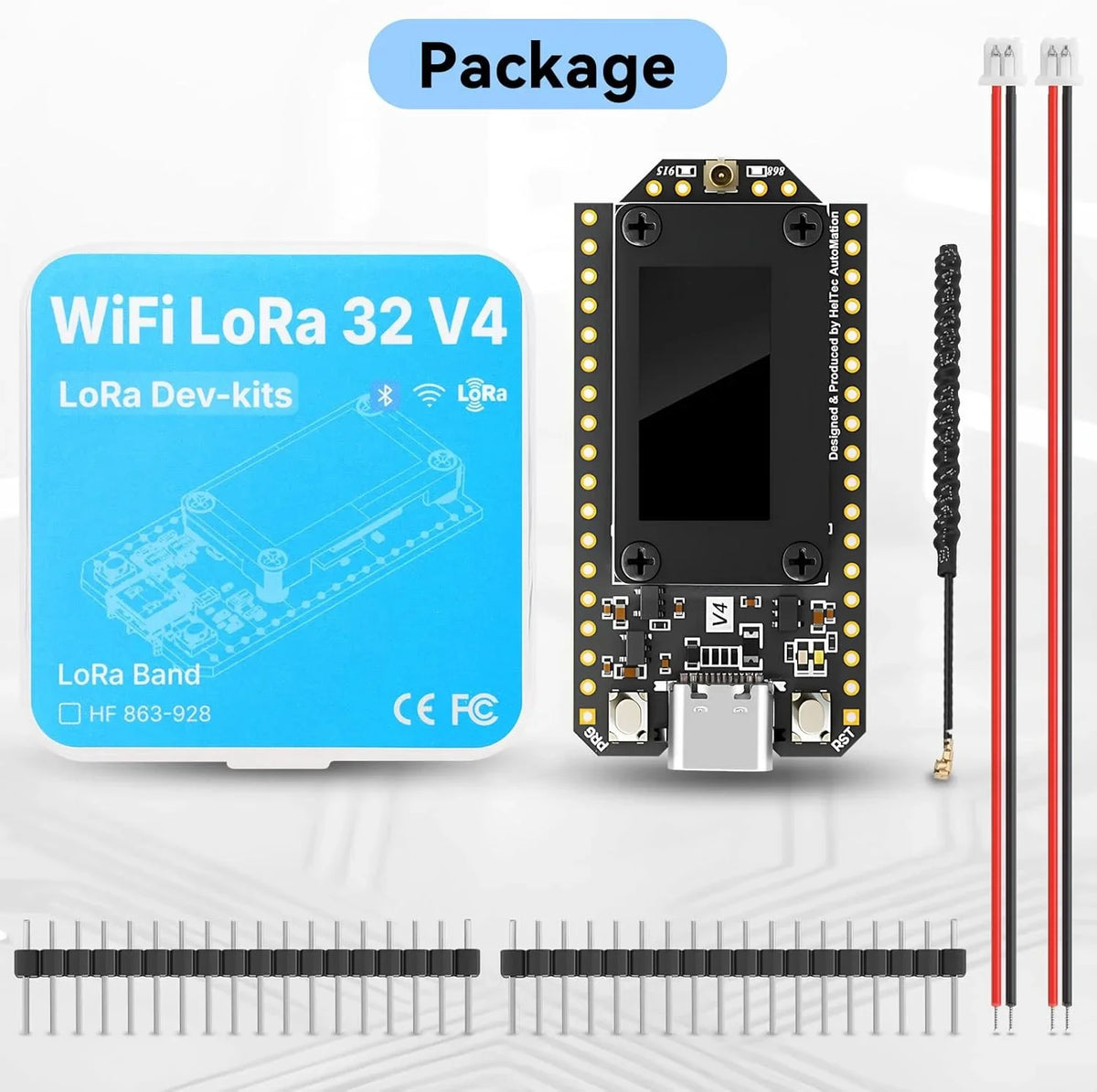 Heltec LoRa32 V4 ESP32-S3 SX1262 LoRaWAN 868MHz 915MHz Development Board with 0.96 Inch OLED, WiFi & BLE Mesh Network for IoT