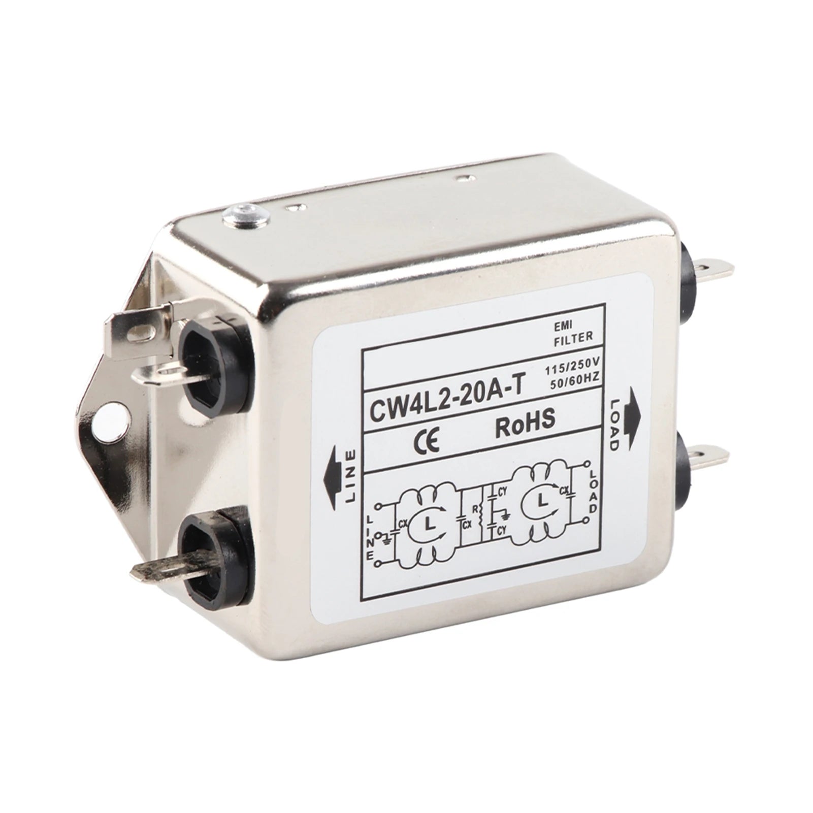 Power Filter Module Power Filter Terminal Power Wire Filter 115V/250V 20A 50/60Hz CW4L2-20A T Power Line EMI Filter Terminal ﻿
