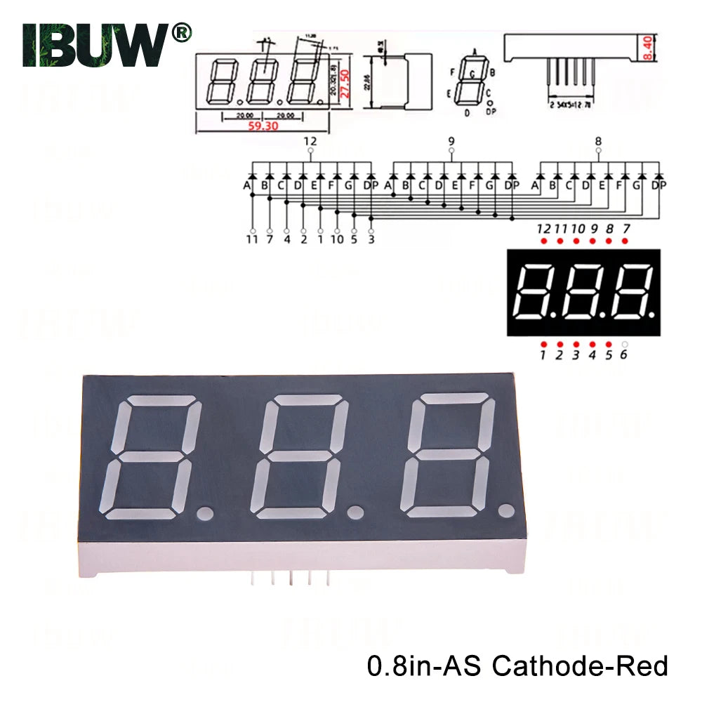 2pcs 0.8inch Digital tube Common AnodeCathode Red 1 2 Bit digital Tube LED Display 7 segment 0.8 3 4