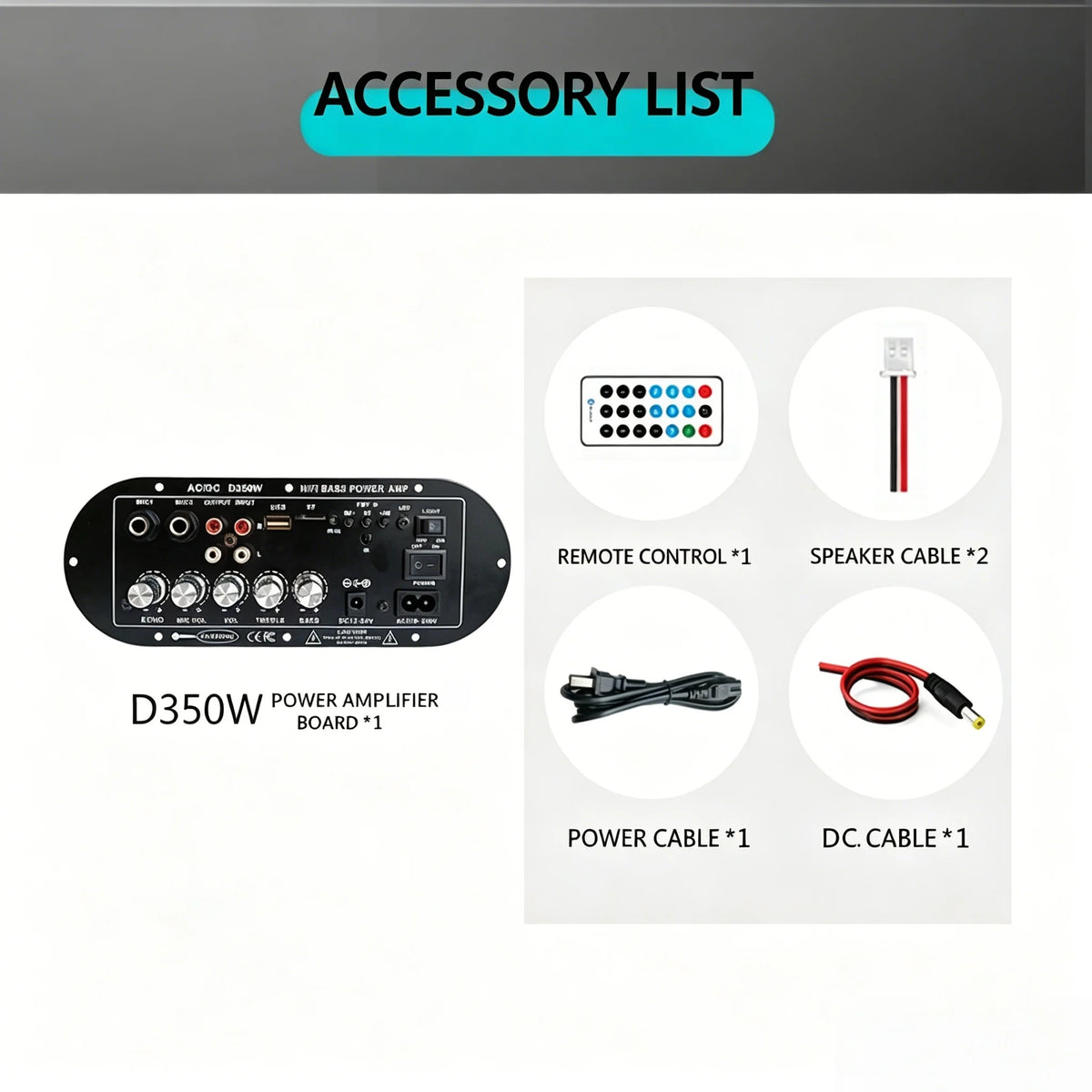 Woopker D350W HIFI Bass Power Amplifier 100W Bluetooth/USB/TF/FM Amplifier board Dual Mic AD/DC Digital Amplifier Board for home