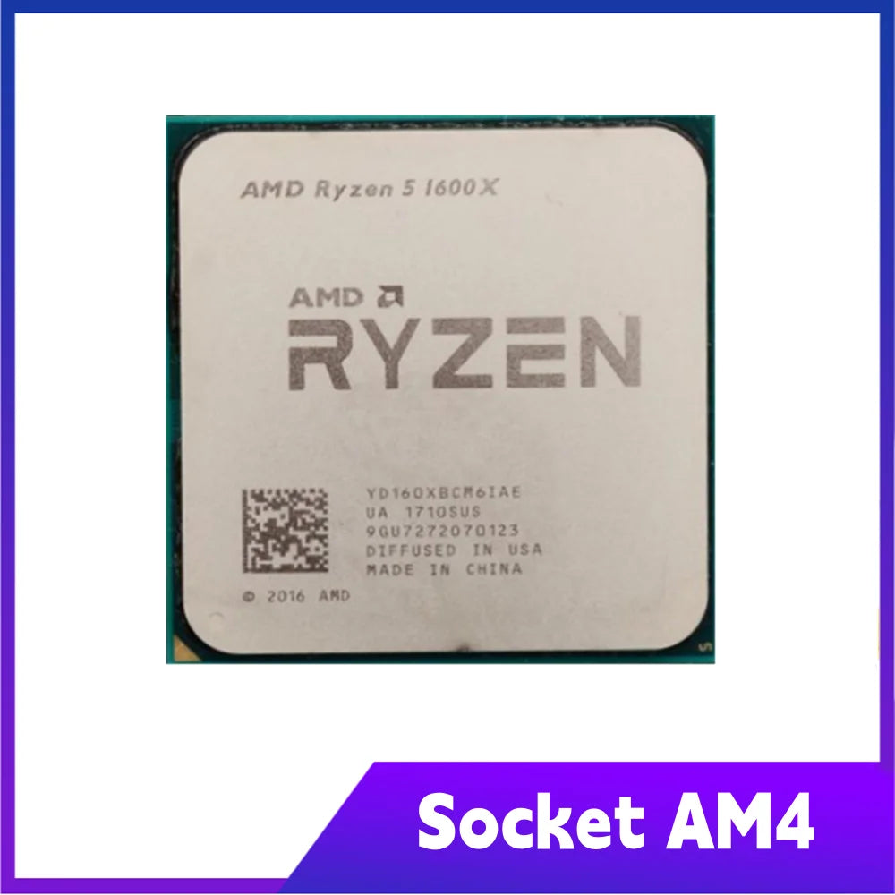 R5 1600X Six-Core Twelve-Thread 3.6 GHz CPU 95W L3=16M Socket AM4 AMD Ryzen 5 1600X