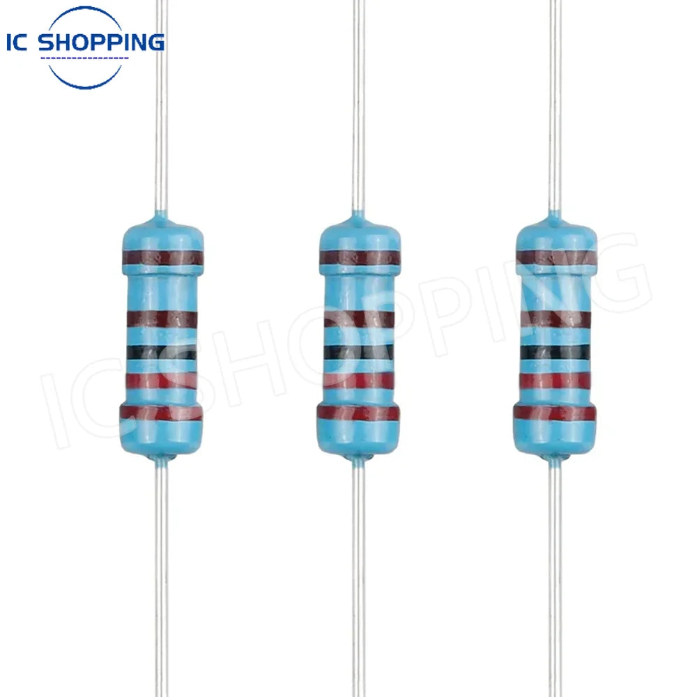 100pcs 0.5W 1/2W Metal Film Resistor color Ring Power Resistor 0.1~1M 2 4.7 10R 47 100 220 360 470 1K 2.2K 10K 22K 4.7K 100KOhm