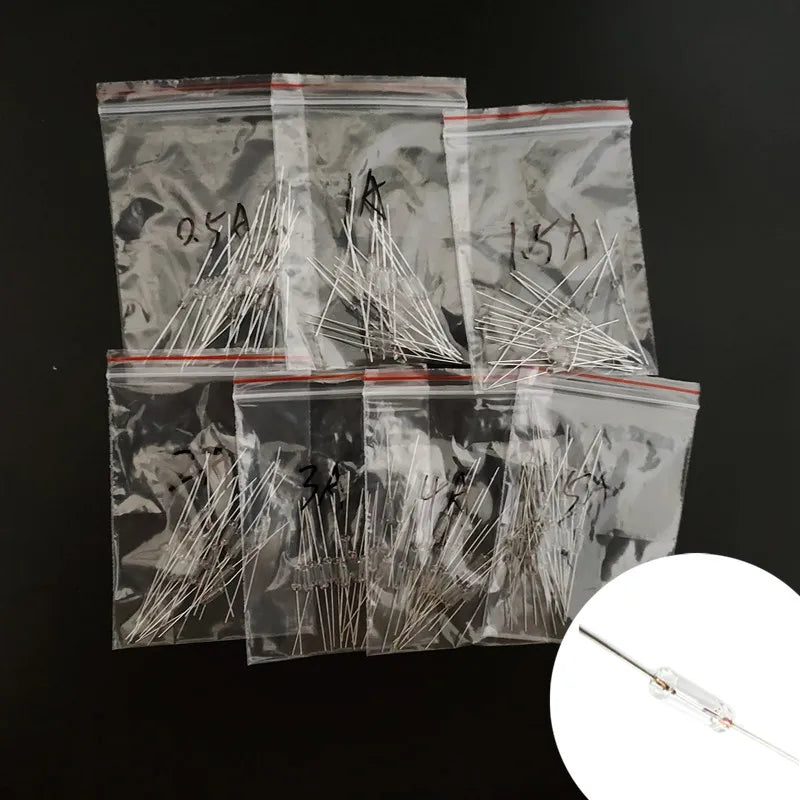 140Pcs Assorted 3x10mm Fast Acting Glass Fuses with Leads, 250V Multi-Amp Mix Set for Electronics Repair DIY