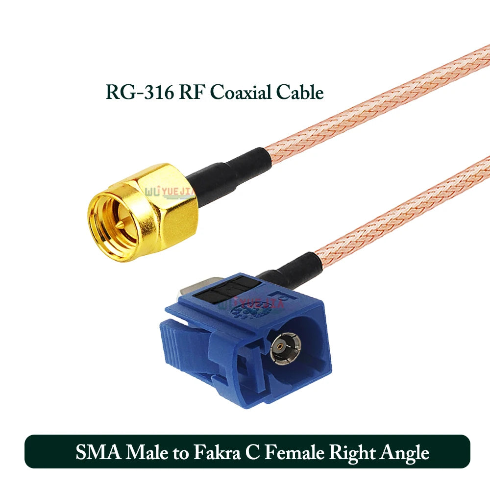 SMA to Fakra C RG316 Cable Blue Fakra C Female to SMA RP-SMA Female/Male Connector 50 Ohm RF Coax Cable Extension Jumper Pigtail