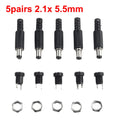 5 Pairs DC 12V Male Jack Plug Female Socket Panel Mount Power Connectors Terminals Blocks Electrical Equipment Supplies