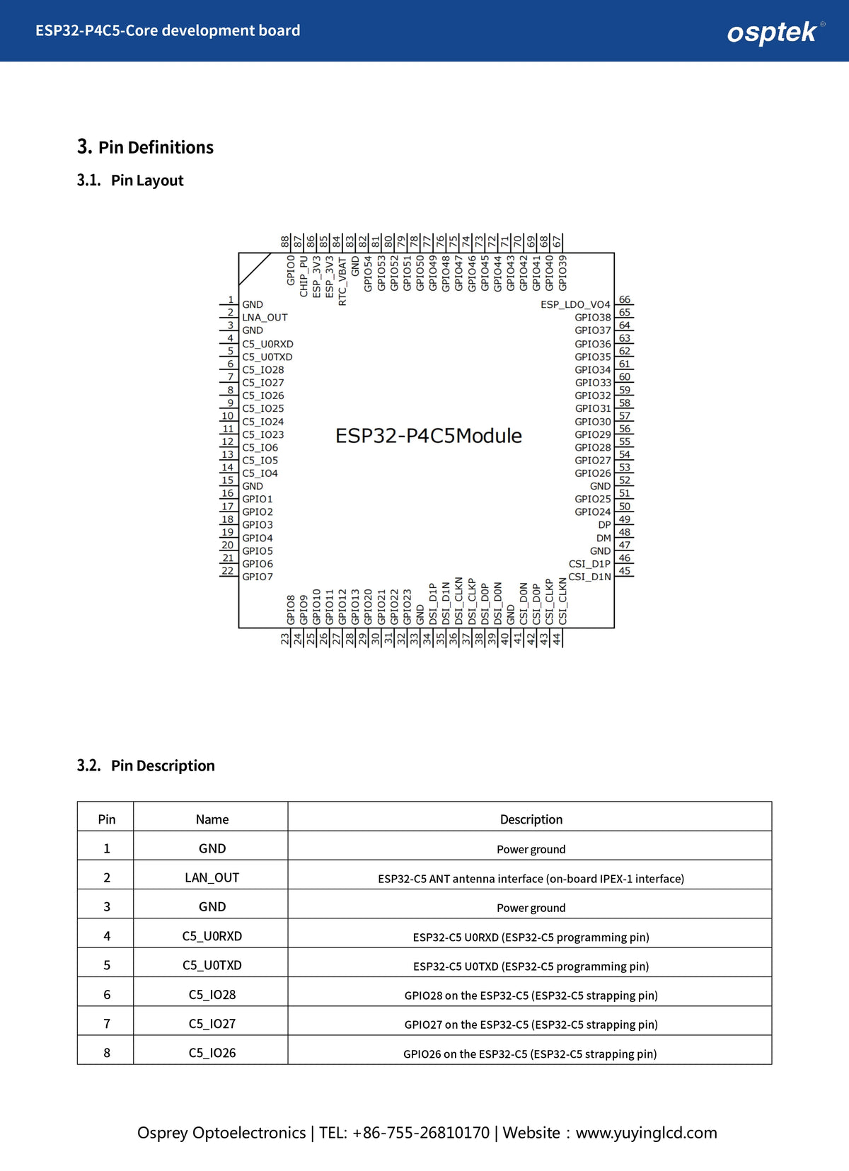 ESP32-P4C5 Microcontroller Module