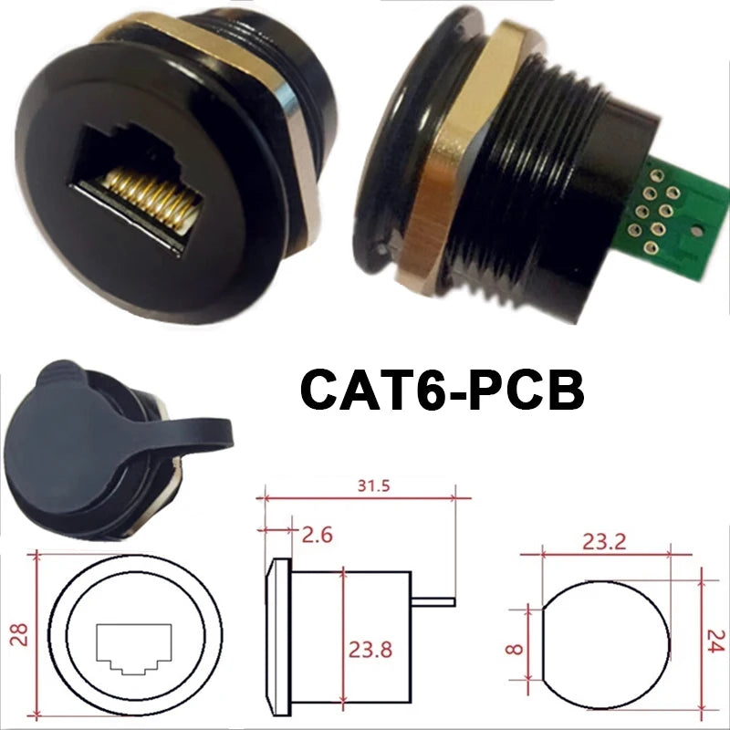 1Pcs Metal Round Socket Module D Type RJ45 Straight Through Network USB2.0 USB3.0 Connector Panel Mounting HDMI CAT6