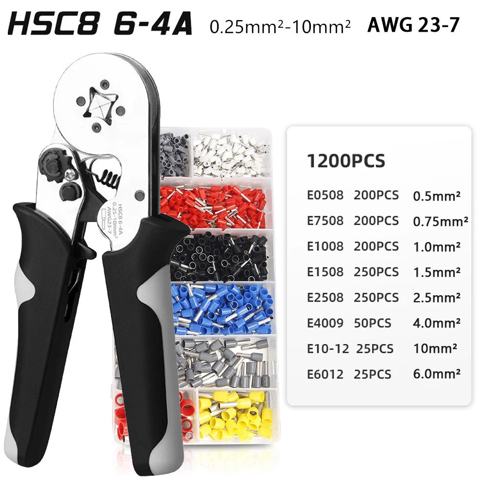 Crimping Pliers Tubular Terminal Hand Tools HSC8 6 - 4A 0.25 - 10mm2 6 - 6A 0.25 - 6mm2 Electrical Mini Wire Ferrule Clamp Kit