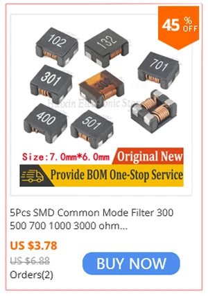 5Pcs SMD Common Mode Filter  300 500 700 1000 3000 ohm 4A 5A 15A High Current Common Mode Choke Coil Chip Inductor ACM7060 7x6mm