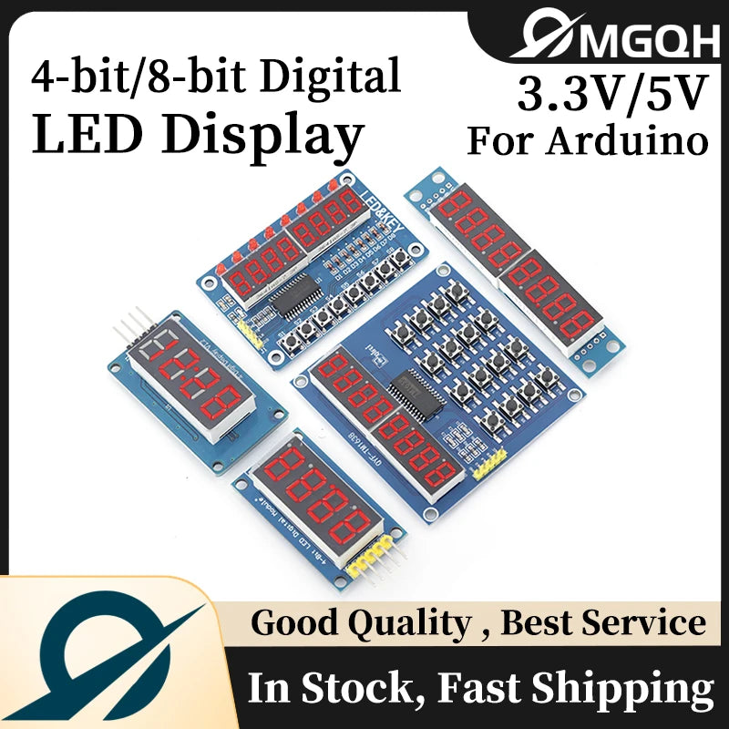 MGQH TM1637 4Bits / TM1638 / 74HC595 8 bit Digital LED Display Module 7 Segment 0.36Inch Clock RED Anode Tube Four Serial Driver