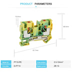PT10-PE Push-in Ground Feed Through Din Rail Terminal Block 10mm² Protective Earth Plug Wire Electrical Connector PT 10-PE