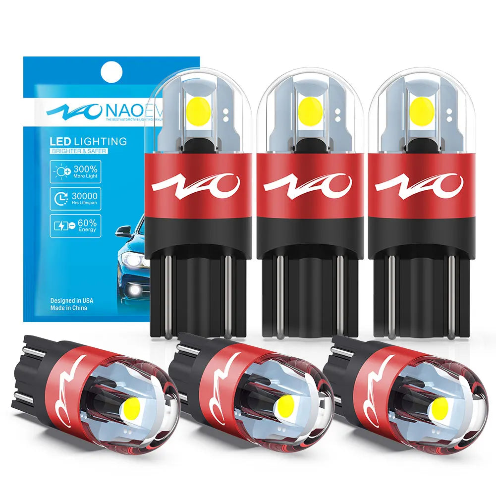 NAO W5W LED Car T10 Bulb 5W5 Auto Interior Light 3030 SMD 12V 24V Automobiles Side Signal Lamp 168 194 Clearance Lighting White