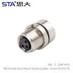 M8 IP67 Waterproof Circular Connector 3 4 5 6 8 Pin Front Rear Panel Mount Solder Industrial Socket Screw M8 M10 M11 M12