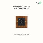 Avoir Retro Black Walnut Panel Toggle Switches USB Type C FR EU Socket Outlet Brass Lever Wall Light Switches Cat6 Rj45 For Home