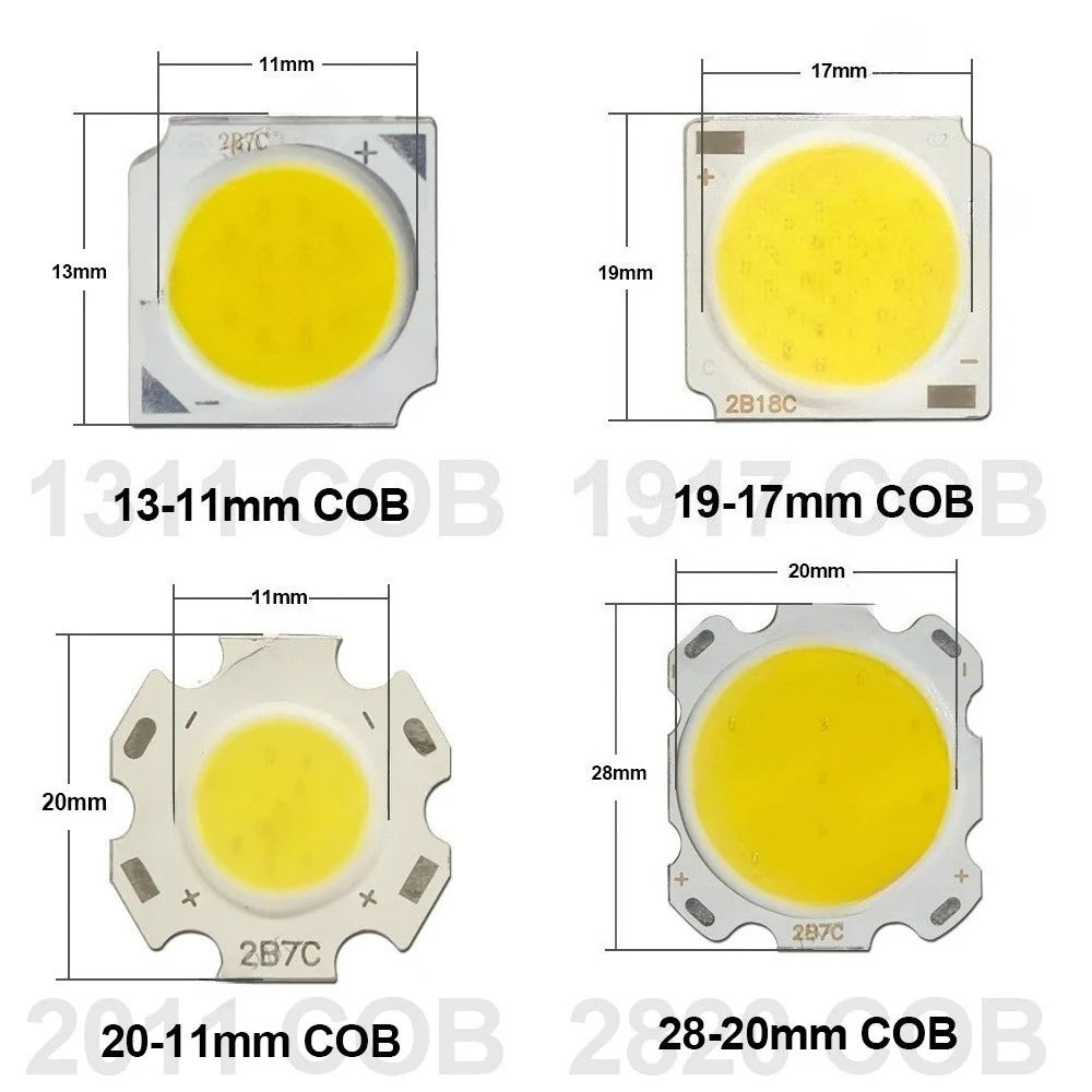 10pcs COB LED 3W 5W 7W 10W 12W 15W 18W 30W 36W Neutral Cold Warm White 13mm 20mm 28mm 1919 Chips Lamp SpotLight Downlight DIY