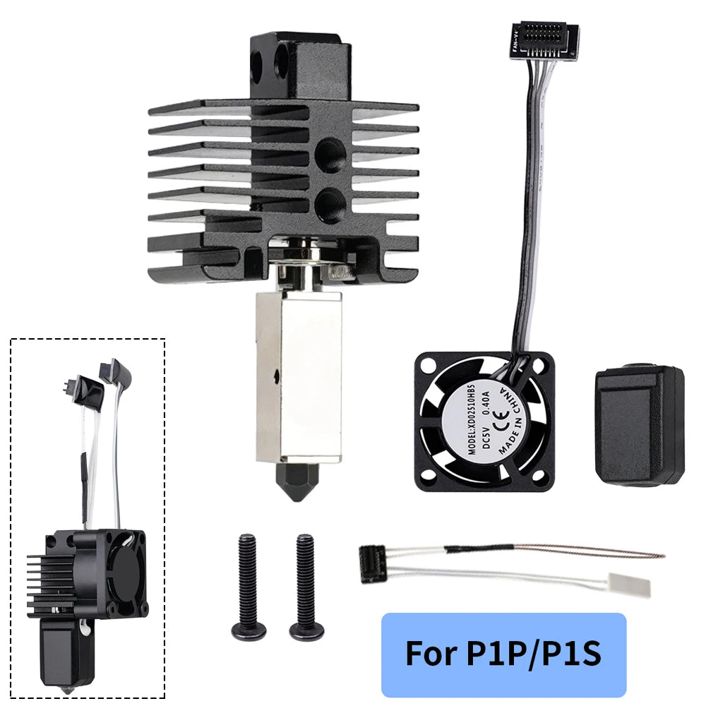 Upgrades V2.0 For Bambu Lab P1P Hotend Kit Bi Metal Throat For Bamboo X1C Hot End X1 Nozzle P1S Thermistor Hardened Steel Nozzle