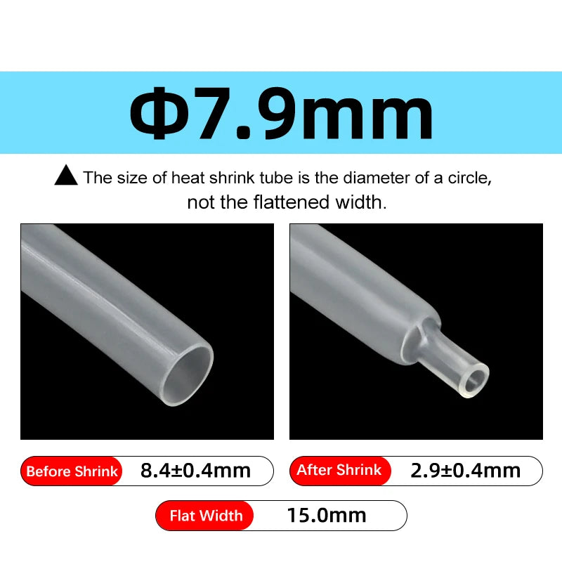 1~10m 3:1 Heat Shrink Tube With Glue Clear 1.6 - 39mm Dual Wall Adhesive Lined Polyolefin Shrinkin ﻿Wrap Cable Protect Sleeving
