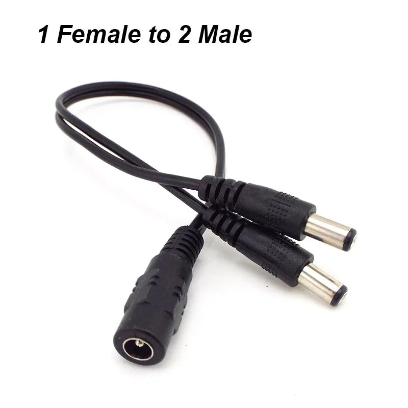 1 Female To 2 Male and 1 Male To 2 Female Plug Jack Splitter Connector Supply DC Power Cable For CCTV Camera LED Strip