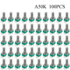 100PCS RK097 Precision Linear Potentiometer Vertical Single Link Shank 15mm D axis B2K B10K B20K B50K B100K B500K B1M
