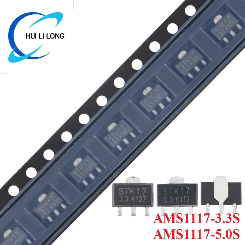 10pcs AMS1117 3.3V 5V 1A SOT-89 AMS1117-3.3S AMS1117-5.0S SOT89 Low Dropout Linear Voltage Regulator LDO IC Chip