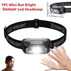 9 Led Strong Light Headlamp USB Rechageable Motion Sensor Headlight Portable Fishing Camping Outdoor Head Lamp 1200mah