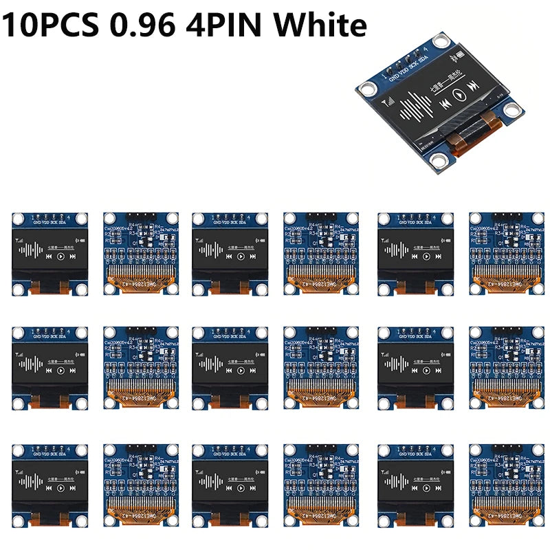 0.96 Inch OLED Display Module I2C IIC SPI Serial 128X64 SSD1306 LCD 3.3-5V 4 Pin White/Blue/Yellow Blue for Arduino XCW