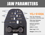 Heavy Duty Battery Lug Crimper YEJ-5100A for 5A-100A(AWG 13-3) OT Open Barrel Terminals, Automotive Wire Crimp Pliers