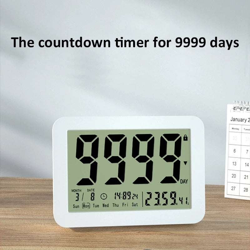 Digital Countdown Days Timer 9999-Day Count Down Clock Multi-Function Electronic Countdown Timer for Vacation Retirement Wedding