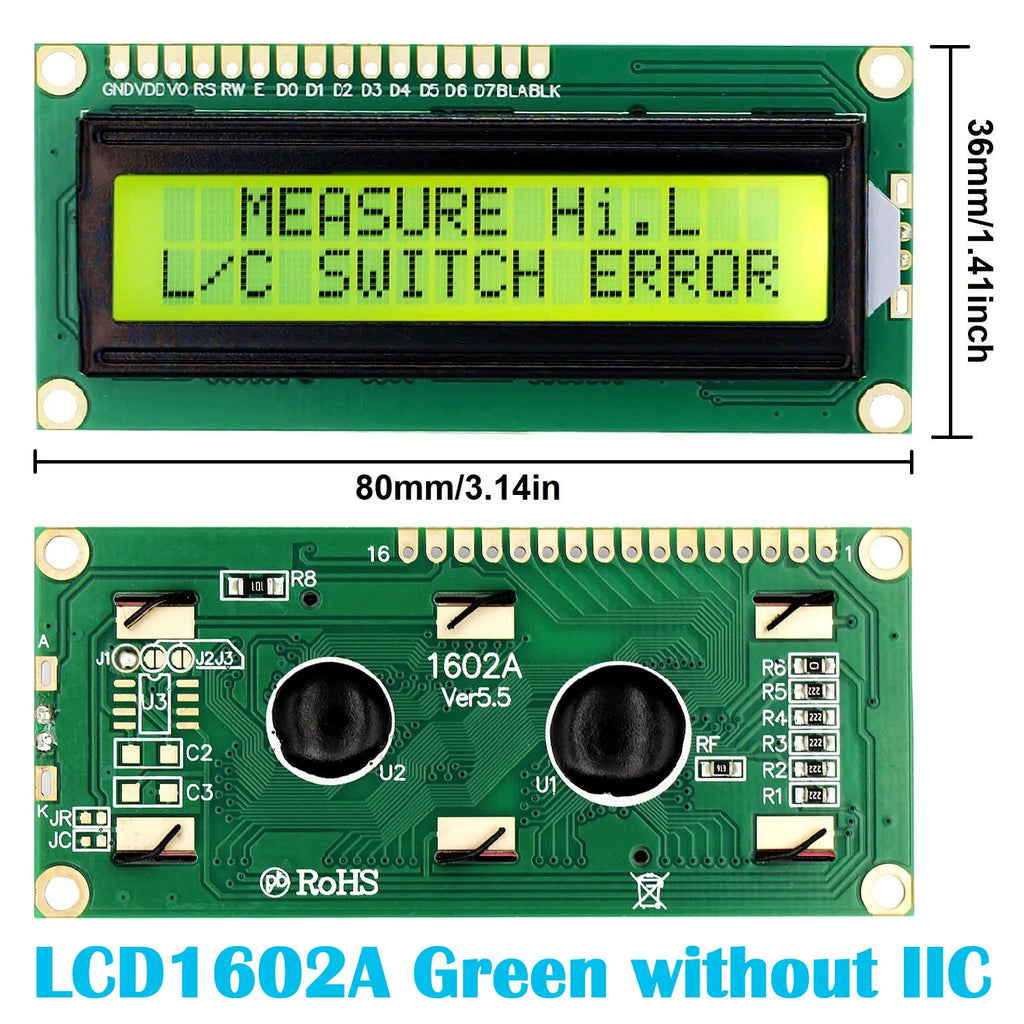LCD1602 1602 LCD Module 16x2 Character LCD Display PCF8574T PCF8574 IIC I2C Interface 5V Blue / Yellow Green Screen for Arduino