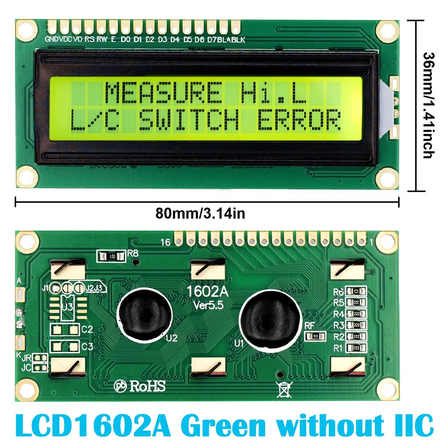 LCD1602 1602 LCD Module 16x2 Character LCD Display PCF8574T PCF8574 IIC I2C Interface 5V Blue / Yellow Green Screen for Arduino