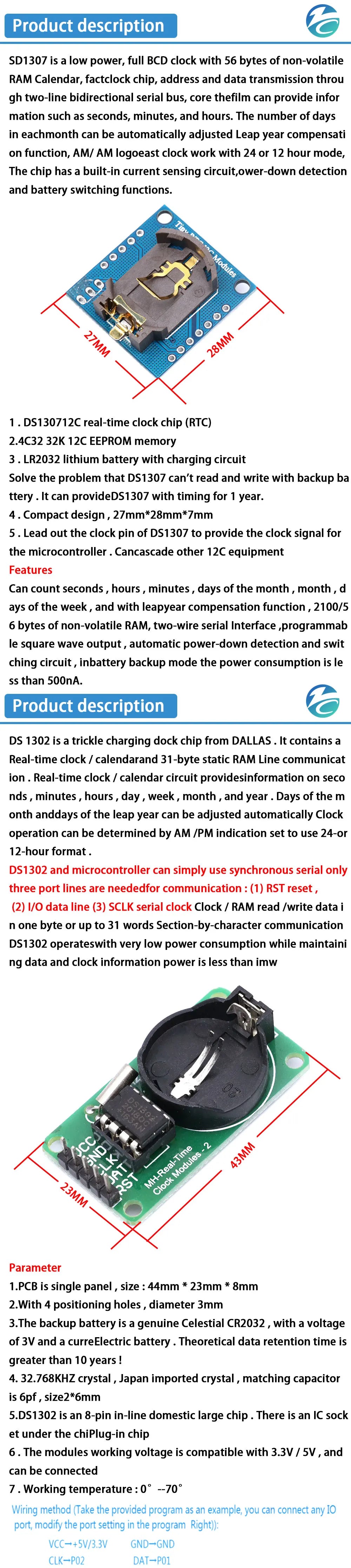 DS3231 AT24C32 IIC Module DS1302 Precision Clock Module DS1307 Memory module mini module Real Time 3.3V/5V For Raspberry Pi