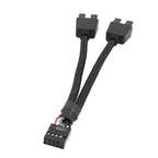 Computer Motherboard USB Extension Cable 9 Pin 1 Female To 2 Male Y Splitter Audio HD Extension Cable For PC DIY