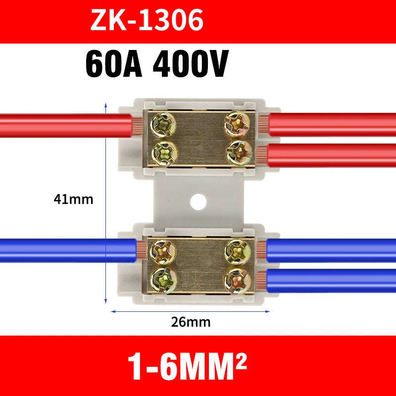 High Power Branch Terminal Quick Wire Connector Terminal Block 400V Electrical Cable Junction Box ZK-306 T-Type Wiring Terminal