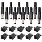 10Pairs DC Power Supply Jack Socket Female Panel Mount Connector 3-Pin 5.5x2.1mm 5.5mm*2.5mm Male DC Power Plug