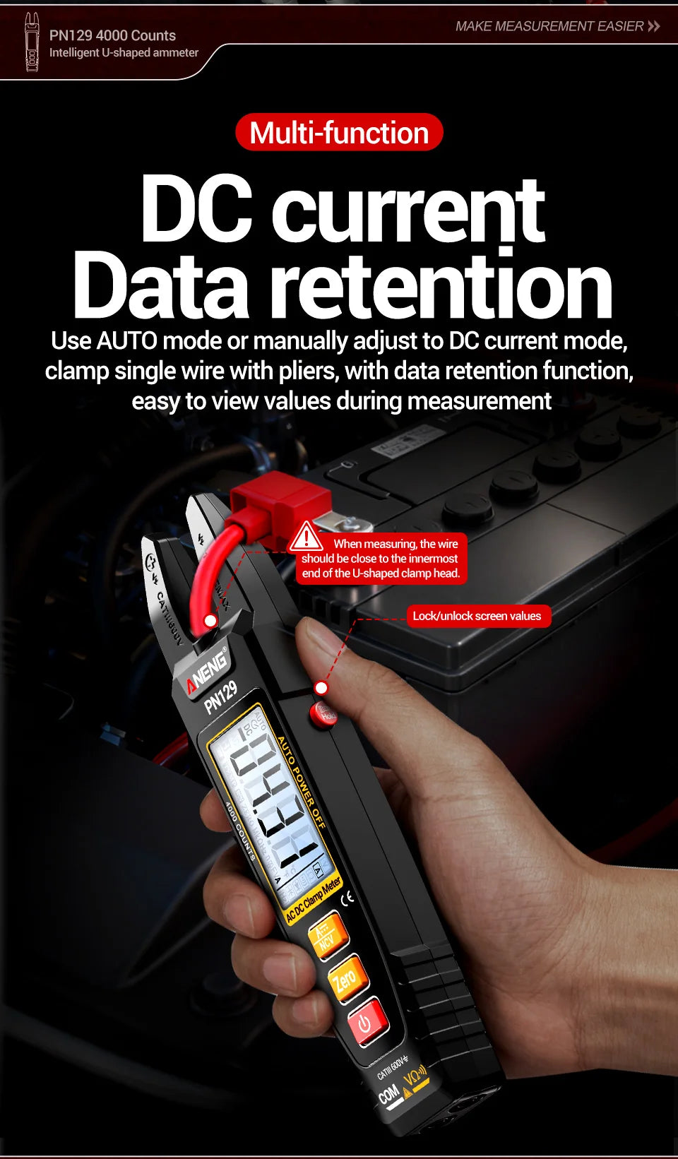 Intelligent Clamp Meter Digital Multimeter 4000 Counts AC/DC Voltage Current Protable Capacitance Resistance NCV Sensing Toosl