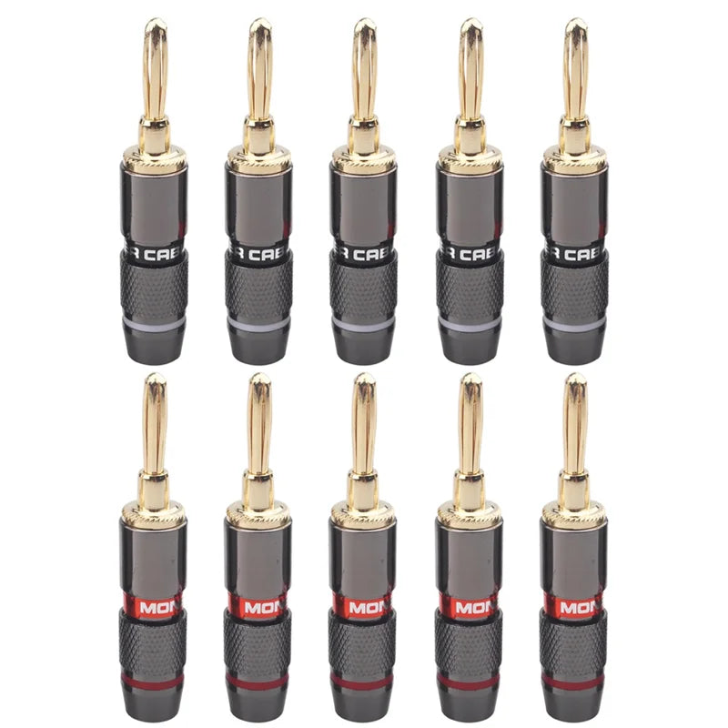 10/40/100Pcs Monster Banana Plugs Gold Plated Pure Copper Speaker Adapter Screw Speaker Plug Audio Connectors