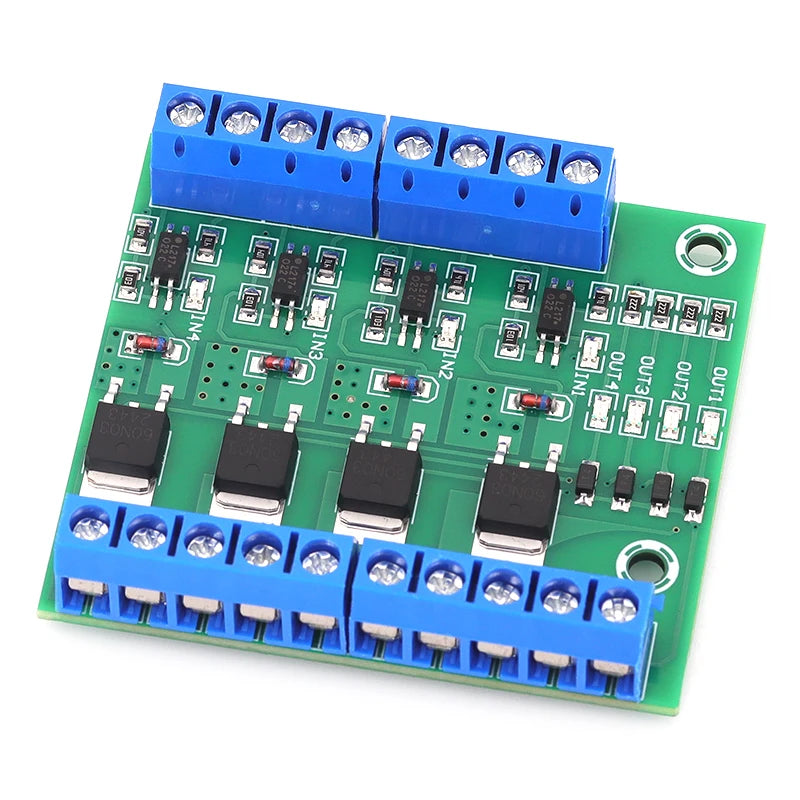 4 Way Mos Optocoupler Isolatie Module Pwm 3-20V 10A Foto-elektrische Isolator Houder Rail Plc Drive Motor Board