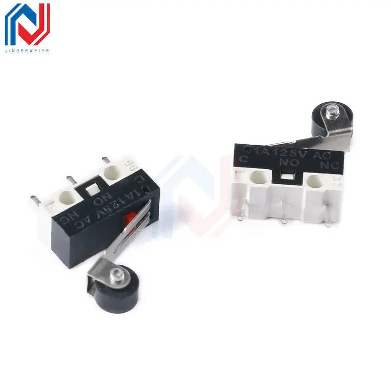 10Pcs Mini Micro Limit Switch NO NC 3 Pins PCB Terminals SPDT 1A 125V Roller Arc Lever Snap Action Push Microswitches