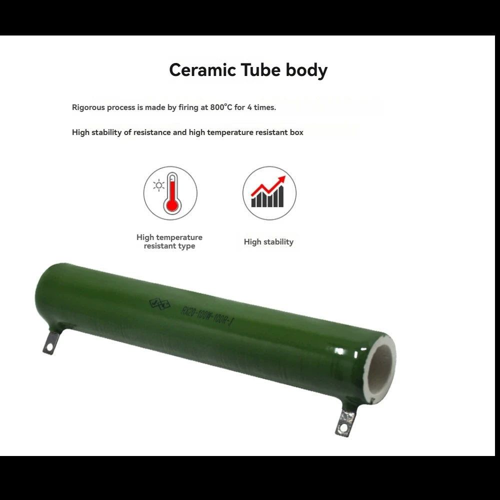 Rx20 Ceramic Tube Glazed Enamel Resistor 10W 20W 25W RX20-ZG11 1R 2R 5R 20R 25R 30R 50R 100R RX20 1K 2K 10K 20L High Power Vitre