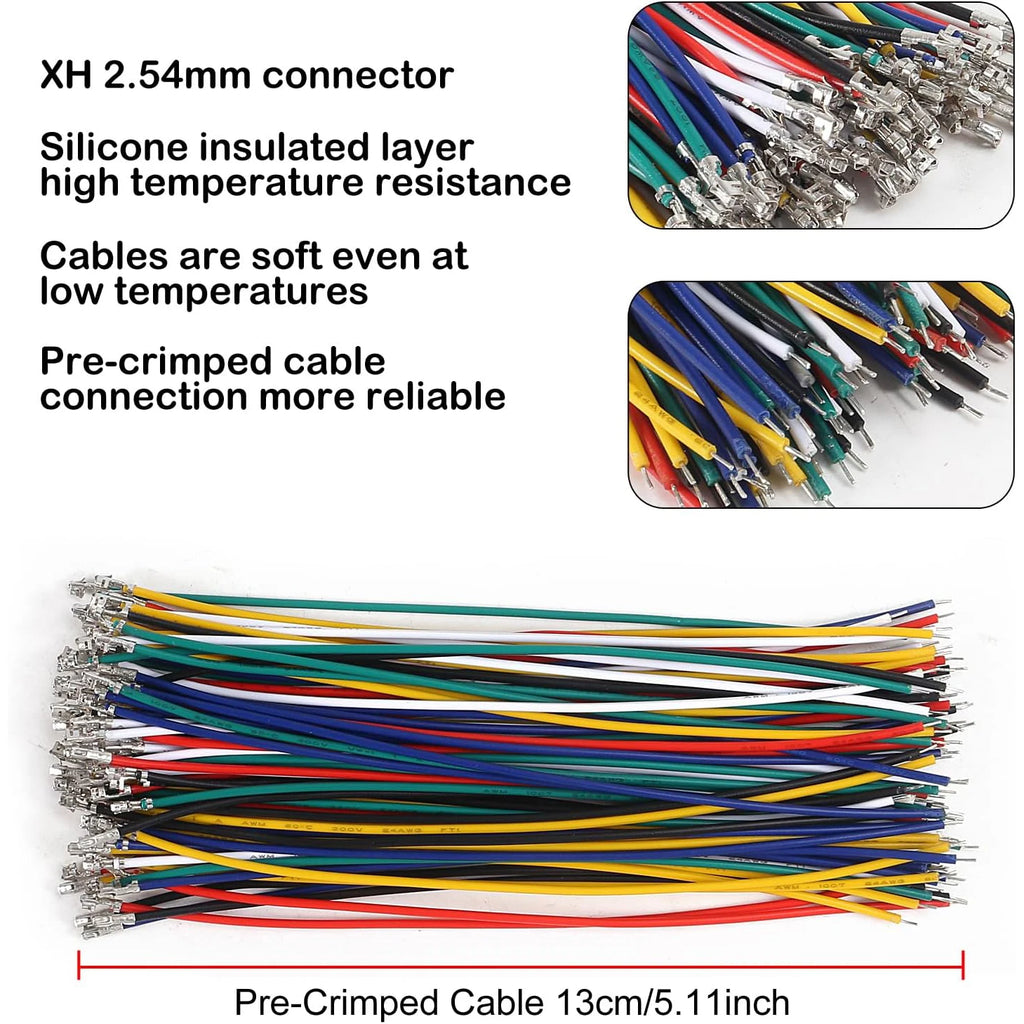 JST-XH 2.54mm Connector Socket Kit with Pre-Crimped 2.54mm Male and Female Cable Wire 2/3/4/5/6/7 Pin Housing JST Connector