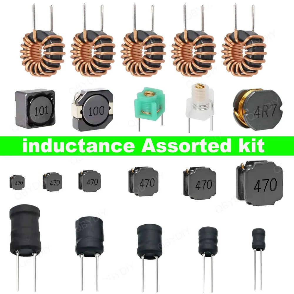 1uH-100mH DIP SMD Toroid Core Choke Color Ring Inductor Power Inductor I-Shaped Inductor Assorted Kit