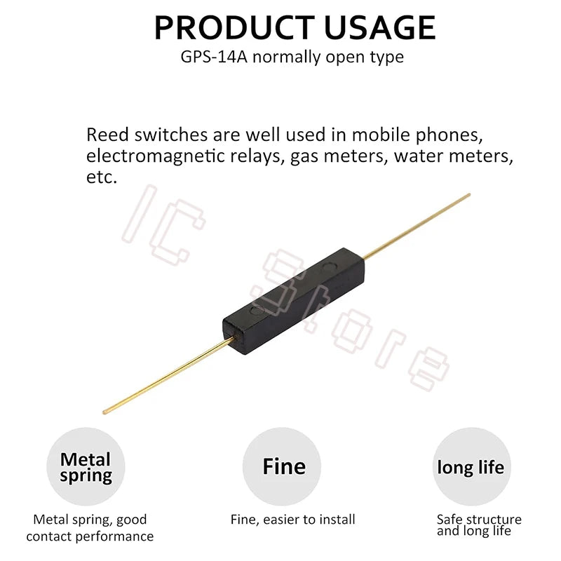 50PCS Reed Switch GPS-11A 11mm Plastic Anti-Interference Normally Open Magnetic Control Switch