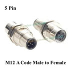 M12 A Code 5Pin Male to Female Converter IP67 Shielded Bulkhead Feedthrough Panel Mount Connector Receptacle 60V 4A for NMEA2000